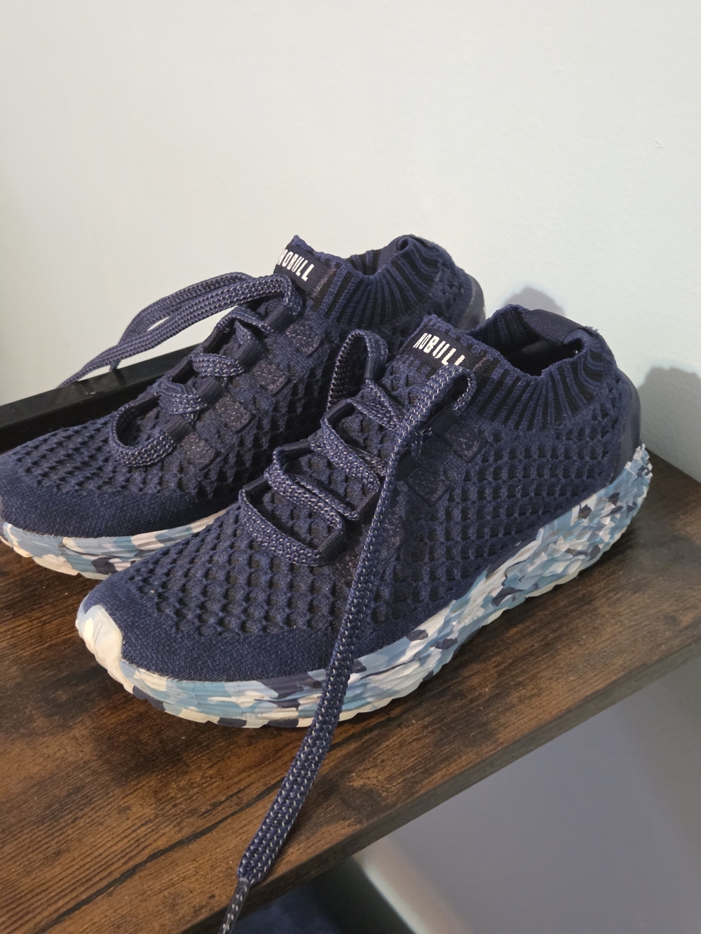 NOBULL Navy Knit Sneakers with Blue Camo Sole